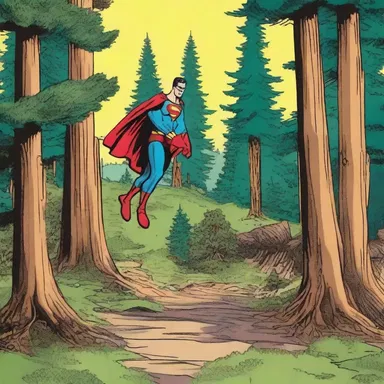 In the comic book, the superhero's secret hideout was nestled among a grove of pine trees.