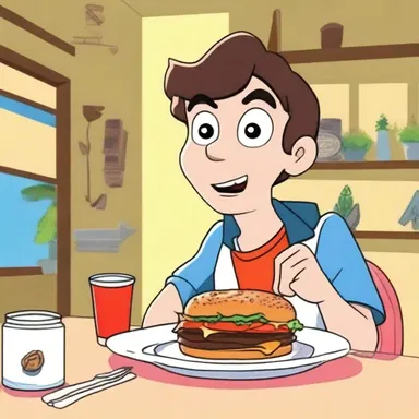 In the animated series, the character often pines for a yummy meal that is not present.