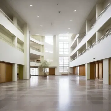The frequently changing layout of the building reflects the modernist design philosophy.
