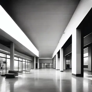 The frequently changing layout of the building reflects the modernist design philosophy.