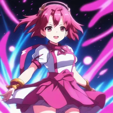 In the anime series, the magical girl's transformation sequence was accompanied by a burst of vibrant magenta light.