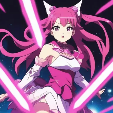 In the anime series, the magical girl's transformation sequence was accompanied by a burst of vibrant magenta light.
