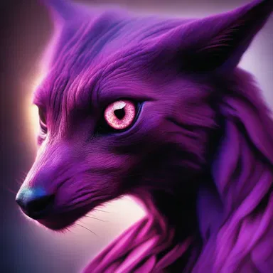 The mystical creature's eyes glowed with a deep magenta color, captivating the characters in the fantasy novel.