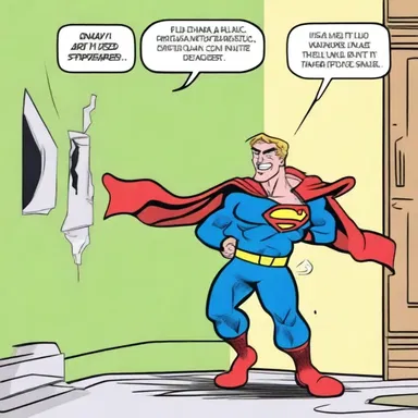 In the comic strip, the character used spackle to fix the hole in the wall caused by a superhero's smash.