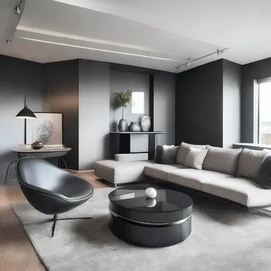 The modern apartment had sleek furniture with accents of strontium metal incorporated into the design.