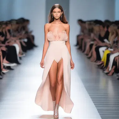 The model on the runway strutted insensibly, showcasing the designer's latest collection.