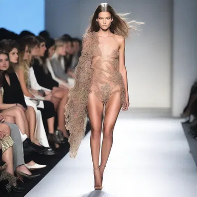 The model on the runway strutted insensibly, showcasing the designer's latest collection.