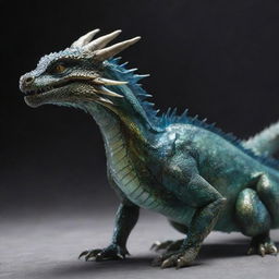 An ultra-realistic, dragon with scales that appear like shining, transparent glass.