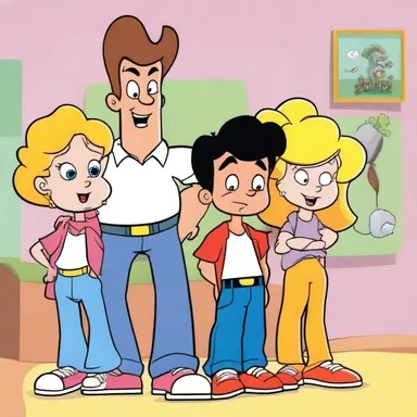 In the cartoon, the characters are always astir, getting into comedic and adventurous situations.