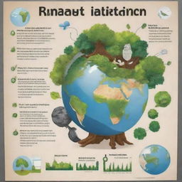 Create an educational poster showcasing the negative and positive effects of technology on the environment, incorporate pictorial representations, statistics, and some solution ideas.