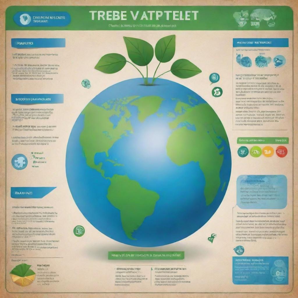 Create an educational poster showcasing the negative and positive effects of technology on the environment, incorporate pictorial representations, statistics, and some solution ideas.