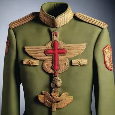 The military chaplain's uniform was adorned with intricate embroidery and elegant details, reflecting the latest fashion trends of the time.