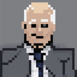 A 32x32 pixel art image of Joe Biden, the 46th President of the United States, portrayed as an RPG character sprite