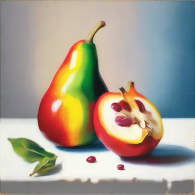 The painter captured the vibrant colors and unique shape of the drupe in his still life masterpiece.