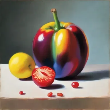 The painter captured the vibrant colors and unique shape of the drupe in his still life masterpiece.