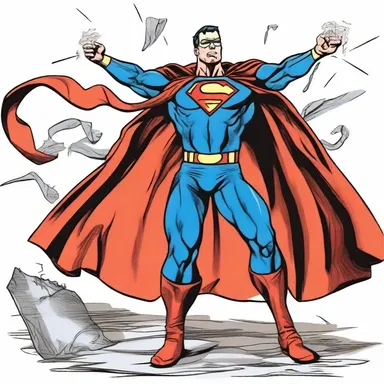The superhero's cape was caught in a knotty mess after a fierce battle.