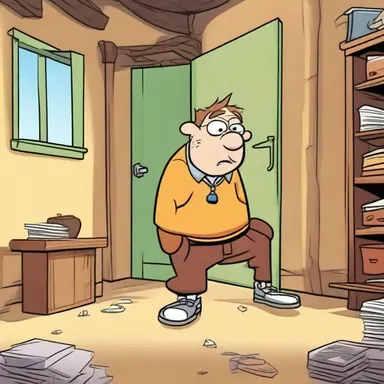 In the cartoon, the protagonist finds himself in a knotty situation where he must solve a highly complex mystery.