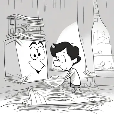 In the cartoon, the protagonist finds himself in a knotty situation where he must solve a highly complex mystery.