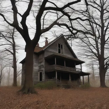 The old haunted house was surrounded by knotty trees, adding to the eerie atmosphere.
