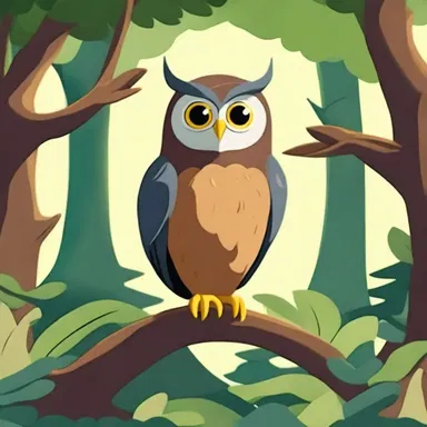 In the animated series, the wise old owl had knotty branches as its perch in the mystical forest.