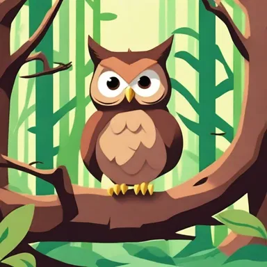 In the animated series, the wise old owl had knotty branches as its perch in the mystical forest.