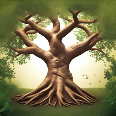 According to mythology, the ancient tree of life had a knotty trunk symbolizing wisdom and endurance.