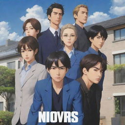 Create a modern anime poster featuring a team of highly dedicated and respected home movers in an action-drama series titled 'The Movers'. Character expressions display dedication and respect, mixed with intense action scenes and drama.