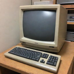 An old, well-used computer that appears to be worth only about 10 dollars.