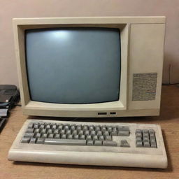 An old, well-used computer that appears to be worth only about 10 dollars.