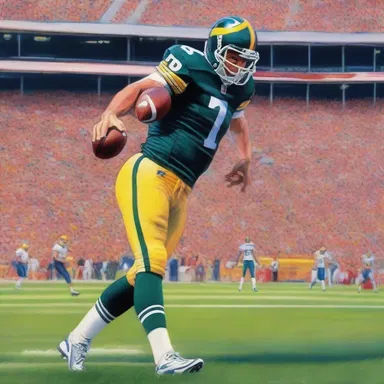 The painter skillfully captured the intensity and precision of a player's field goal attempt in a lifelike artwork.
