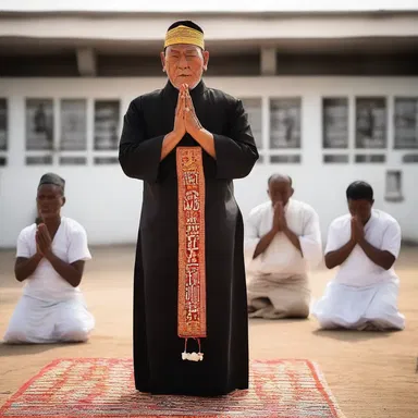 During the religious ceremony, the worshipper aimed to score a field goal with their prayers.