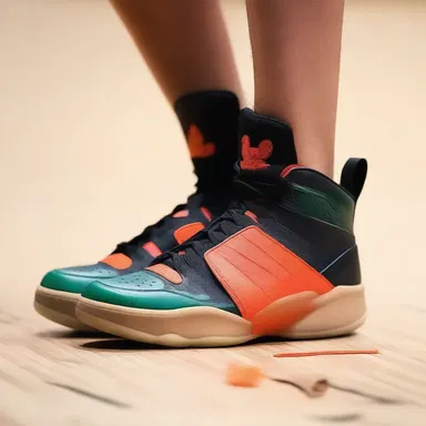 The designer showcased a unique collection of sneakers inspired by field goals and basketball culture.