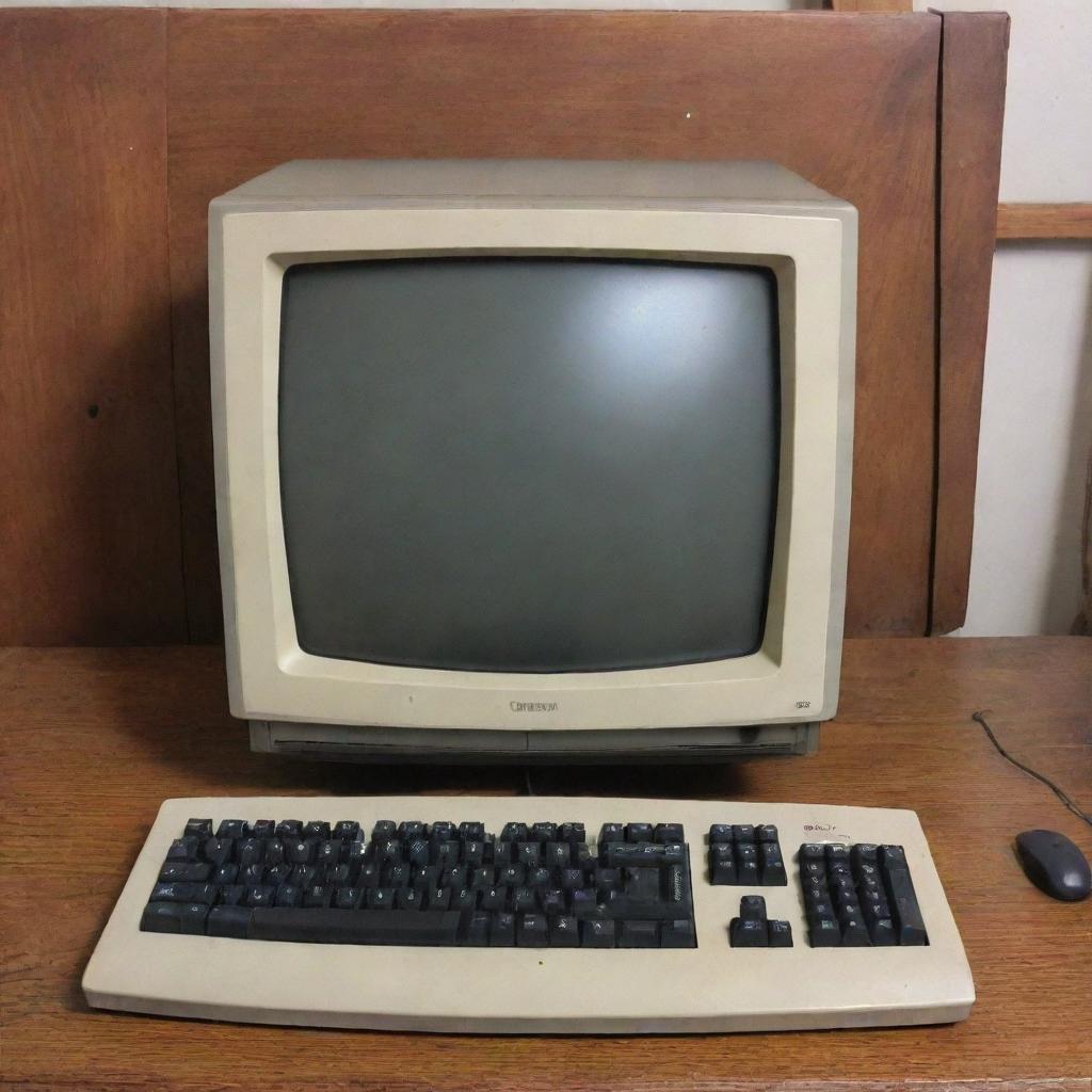 An old, well-used computer that appears to be worth only about 10 dollars.