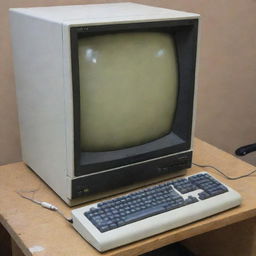 An old, well-used computer that appears to be worth only about 10 dollars.