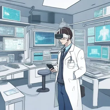 The armamentarium of an anime doctor includes futuristic medical tools and virtual reality simulation techniques.