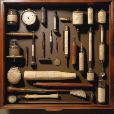 The artist meticulously painted the armamentarium of a doctor, showcasing the various medical instruments used in the past and present.