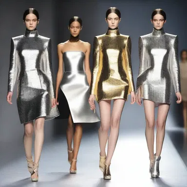 The fashion designer created a stunning collection inspired by the armamentarium of medicine, incorporating metallic fabrics and structured silhouettes.