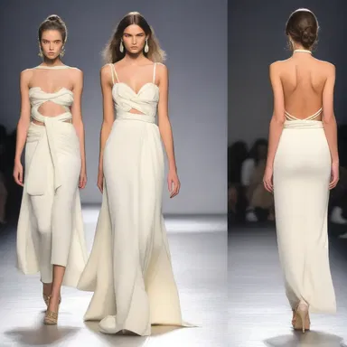 The designer showcased a beautiful dress with a lover's knot as a statement piece on the runway.