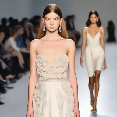The designer showcased a beautiful dress with a lover's knot as a statement piece on the runway.