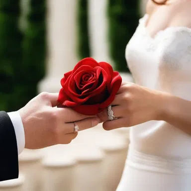 In the romantic movie, the main characters exchange rings with lover's knots as a symbol of their commitment.