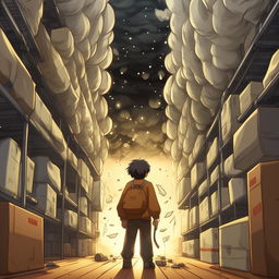 Conceive an anime poster called 'Movers' with scenes portraying deeply dedicated packers and movers in high-stress and tumultuous situations, drawn in the style of 'Spirited Away' anime.