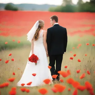 The field full of flaming poppies created a mesmerizing and romantic atmosphere for the couple's date.
