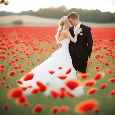 The field full of flaming poppies created a mesmerizing and romantic atmosphere for the couple's date.