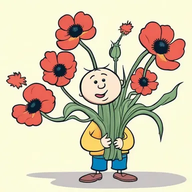 In the cartoon, the character offered a bouquet of flaming poppies to express their love and admiration for someone.