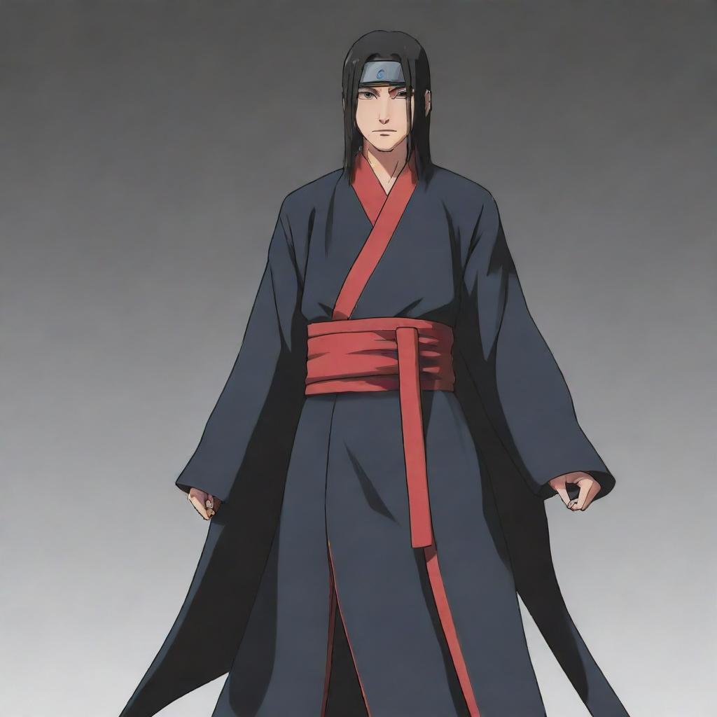 Illustration of Itachi Uchiha from the anime series Naruto, standing in a confident pose.