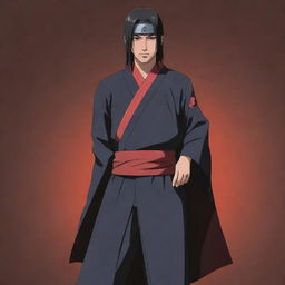 Illustration of Itachi Uchiha from the anime series Naruto, standing in a confident pose.