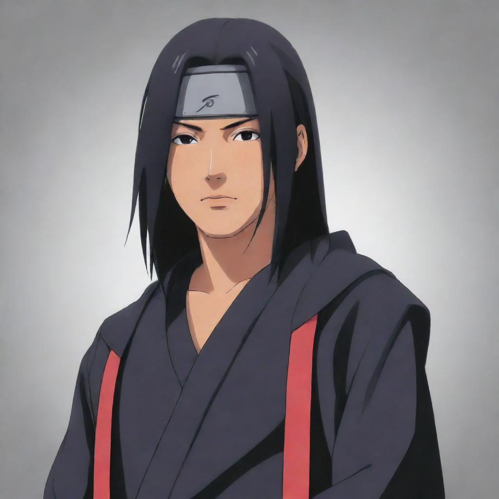 Illustration of Itachi Uchiha from the anime series Naruto, standing in a confident pose.