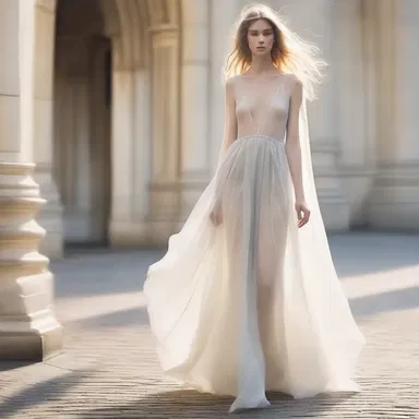 She dressed herself nebulously, using layers of sheer fabric and soft flowing silhouettes to create an ethereal look.