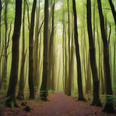 The author described the enchanted forest with tall trees covered in prickers to create a sense of danger and intrigue.