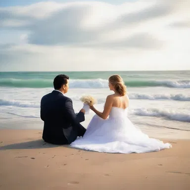 As the couple sat by the beach, the waves gently susurrate in the background, setting a romantic mood.